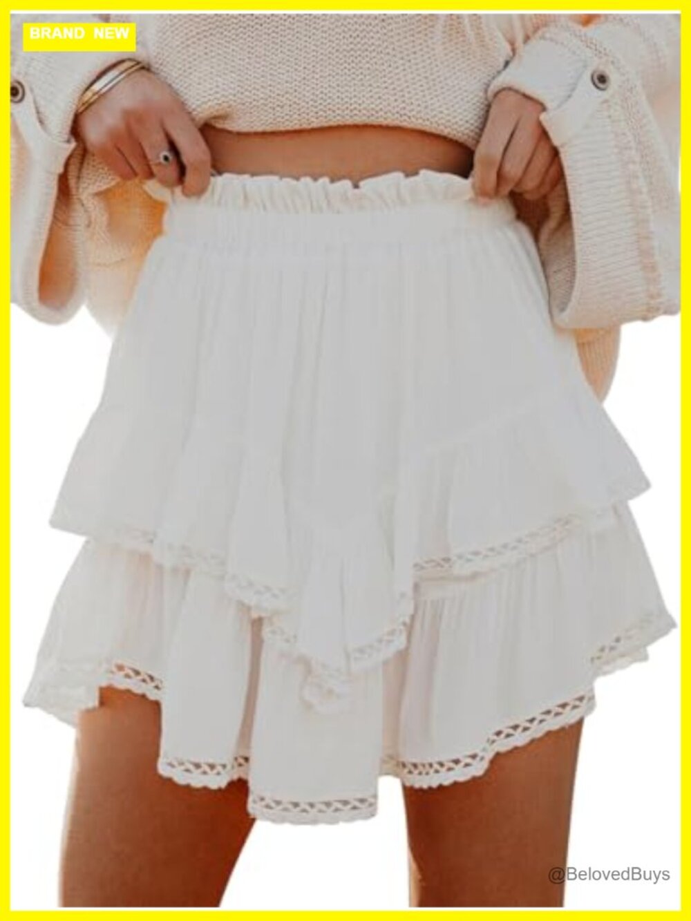 Flowy Ruffle Tiered Skorts High Waist Mini Skirt Golf Tennis